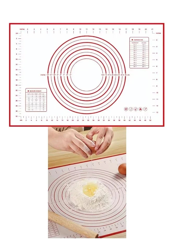 San Yi Silicone Baking Mat 50 x 60 cm, Non Slip Heat Resistant Dough Rolling Mat With Measuring Guides - Image 1
